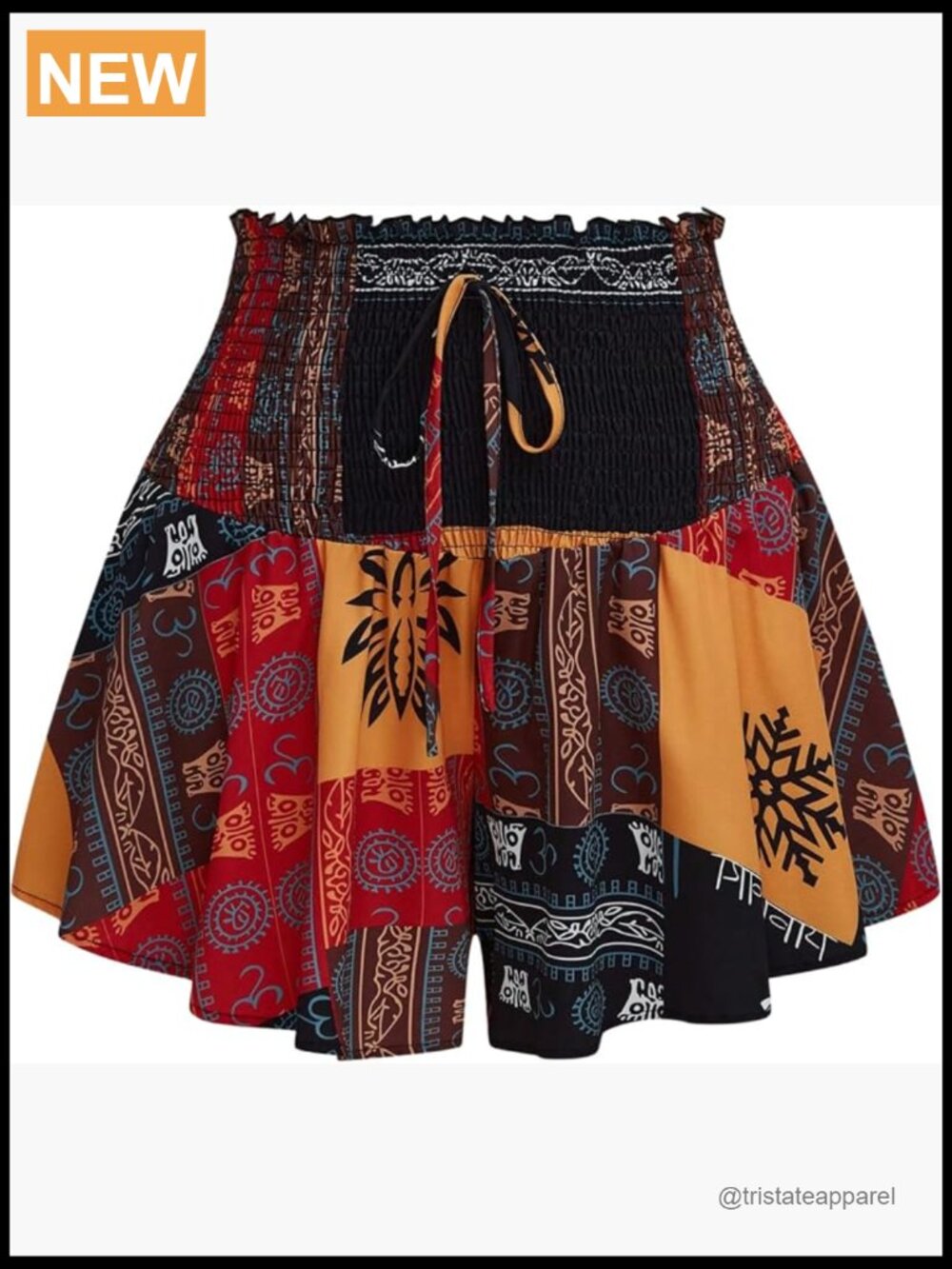 Plus Size Wide Leg Boho Flowy Shorts High Waisted Shirred Summer